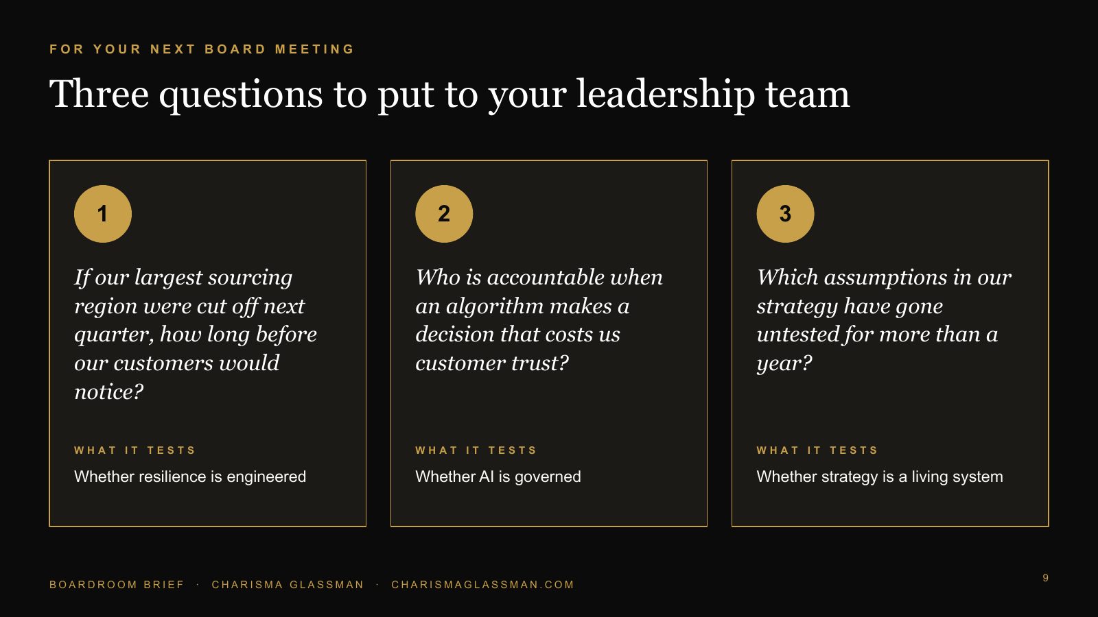 Three questions to put to your leadership team